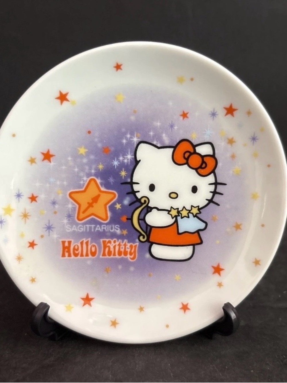 Vintage Hello Kitty Sagittarius Plate - White, Orange, Purple Sanrio Stars Rare
